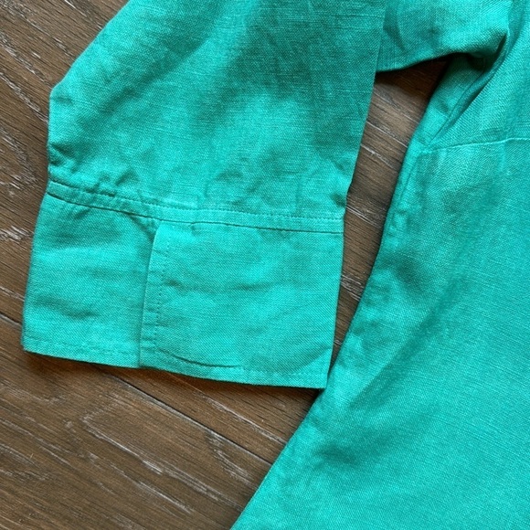 Talbots Irish linen green blouse size 12 petite - Picture 3 of 9